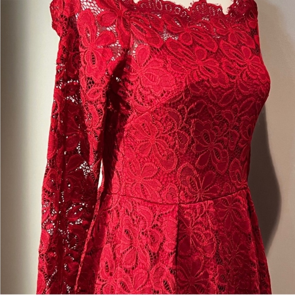 Miusol red Lace Long Sleeve Dress size extra small ism - Picture 3 of 10